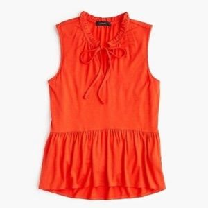 J. Crew Ruffle-trimmed tie-front top peplum cerise